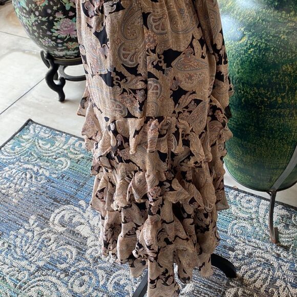 Liz Claiborne elastic waist abundantly ruffled paisley skirt size 6 - Picture 4 of 9